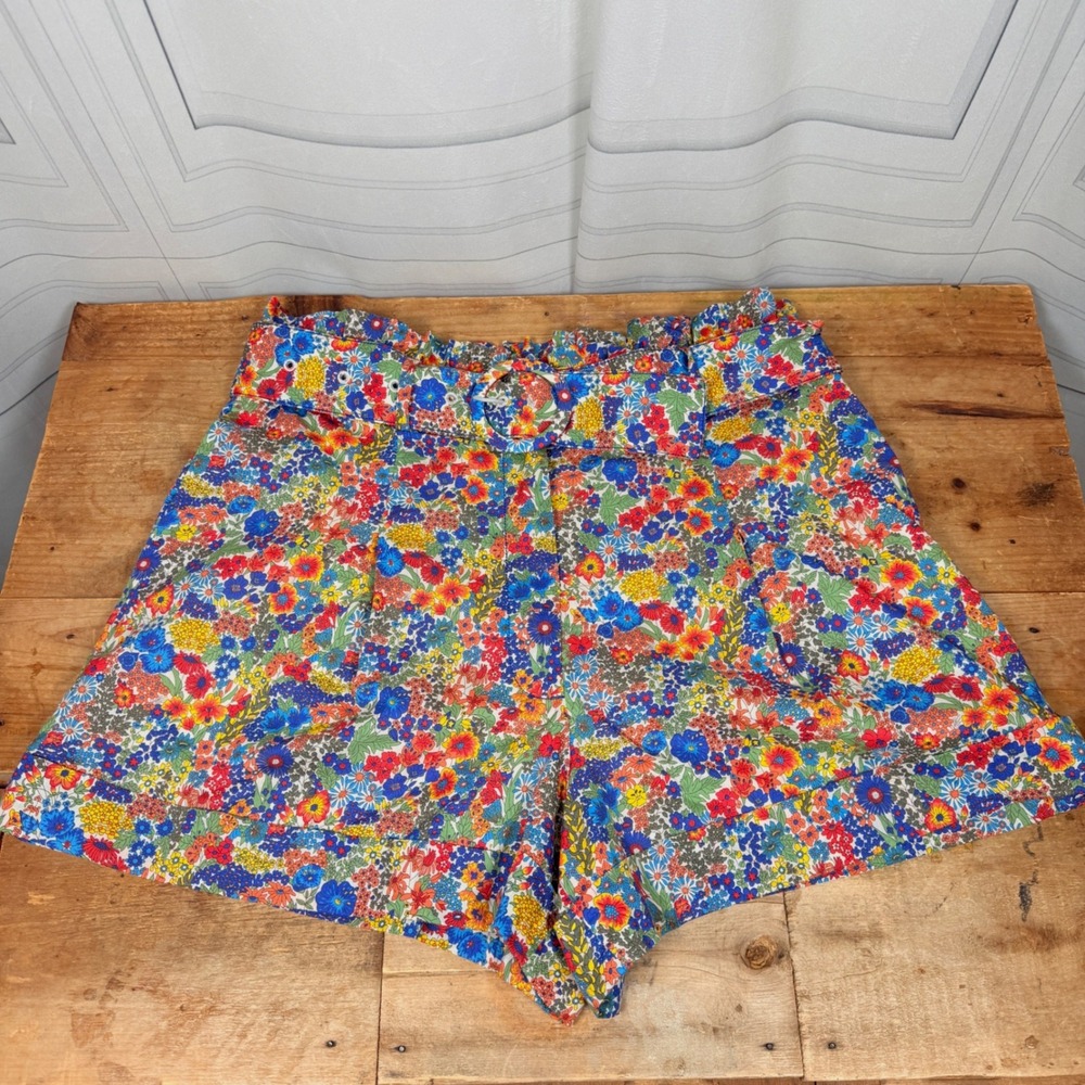 J.Crew Re-Imagined Liberty Fabric Floral Belted Shorts 10 Cotton High‎ Waist